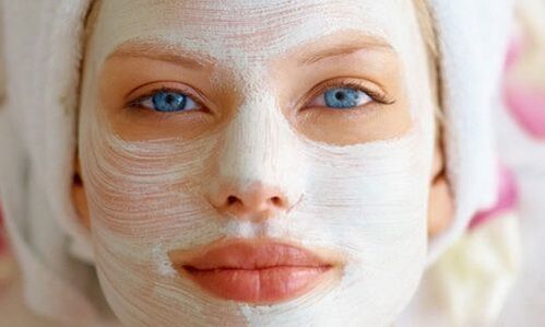 a rejuvenating mask on the girl's face